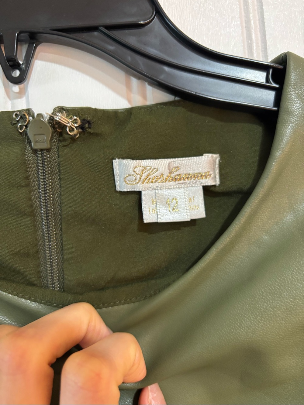 Shakuhachi Olive Faux Leather Twist-Waist Midi Dress - Picture 7 of 8